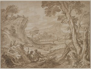 Maisema paimenten kanssa, n. 1700.