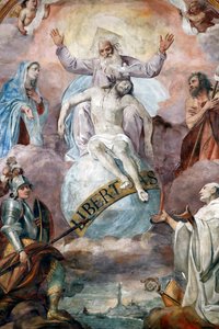 Jeesus ja Isä Jumala. Fresko. Genova. Italia.