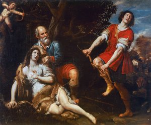 Silvio ja Dorinda, Domenico Fiasella (1589-1669), öljy kankaalle