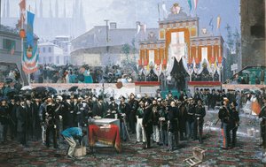 Galleria Vittorio Emanuelen kulmakiven laskeminen Milanossa, Domenico Induno tekijältä Domenico Induno