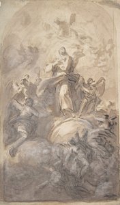 Neitsyt Immaculate in Glory recto, Luonnos osasta jalkaa ja kättä verso, 1723-1806.