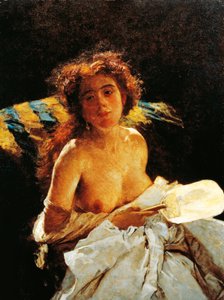 Nainen tuulettimen kanssa tekijältä Domenico Morelli
