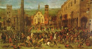 Louis Gonzaga karkotti Bonacolsit vuonna 1328 Piazza Sordellossa Mantovassa