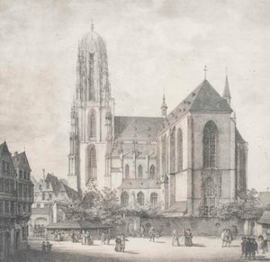 Litografia - Frankfurt - Keisarillinen katedraali - Quaglio - 1819 tekijältä Domenico Quaglio the Younger