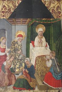 Paneeli Pyhän Johannes Kastajan syntymästä Retablesta, 1400-luku.