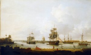 Sota-aluksia Portsmouthin (Englanti) tykkilaiturin edustalla. tekijältä Dominic Serres