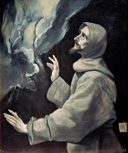 Pyhä Franciscus vastaanottamassa stigmat, noin 1585-1590. tekijältä Dominico El Greco