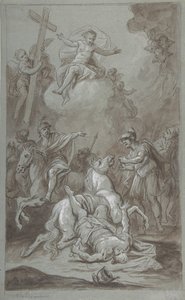 Pyhän Paavalin kääntyminen recto, Vangin teloitus verso, 1700-1800-luvun alku. tekijältä Dominik Kindermann