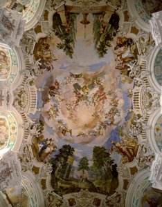Schussenriedin luostarin kupolia koristava fresko arkkitehti Domenikus Zimmermann (1685-1766) 1730-1731 Schussenried, Saksa tekijältä Dominikus Zimmermann