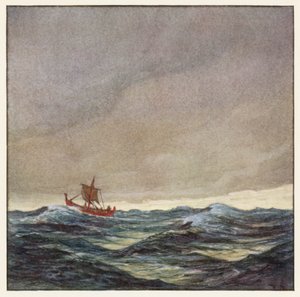 Rudyard Kipling: Kiplingard: Punaisen sotalaivan laulu (värilitografia). tekijältä Donald (after) Maxwell