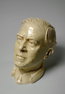 Miehen rintakuva, n. 1934 (lasitettu keramiikka) tekijältä Donald Hastings