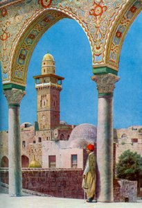 Islamilainen minareetti Temppelivuorella, Jerusalem, Palestiina, 1930-luku