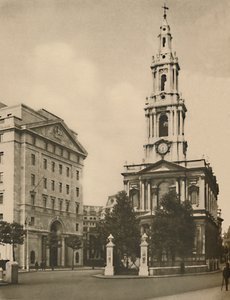 St. Mary-Le-Strand, erottuva modernin kadun levennyksestä, vuodelta 1935. tekijältä Donald McLeish