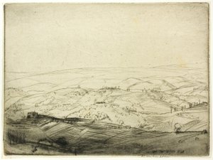 Luonnos San Gimignanon muureilta tekijältä Donald Shaw MacLaughlan