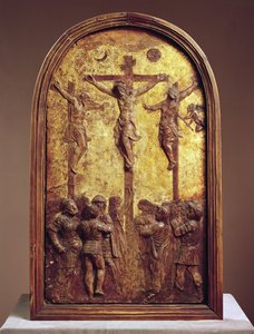 Ristiinnaulitseminen, 1400-luvun kolmas neljännes tai 1800-luvun papier machéa tekijältä Donatello