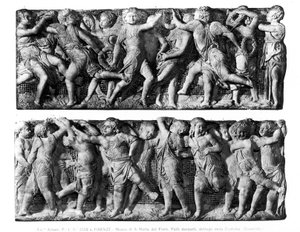Tanssiva Putti-paneeli, Cantoriasta, Duomon laulugalleriasta (marmori) tekijältä Donatello
