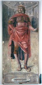 Mies, jolla on kaksikätinen miekka, ac.1486 (irrotettu fresko kankaalle)