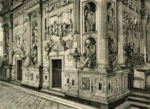 Tela de Mármore da Santa Casa, projetada por Donato Bramante (1444-1514), Santuário da Santa Casa, Loreto, Marche, Itáliafinlandês