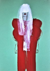 Valkoiset hiukset, punainen mekko tekijältä Doris Schmitz