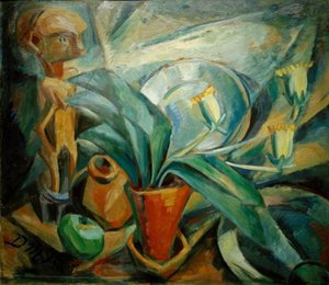 Stillleben mit Calla und Figur