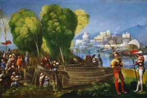 Aeneas ja Achates Libyan rannikolla tekijältä Dosso Dossi