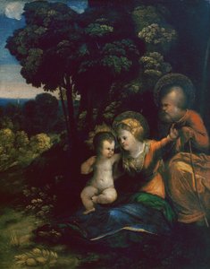 Lepää lennolla Egyptiin, Dosso Dossi, Firenzen Uffizi-galleriassa tekijältä Dosso Dossi