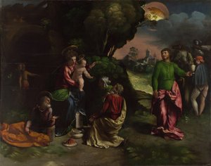 Kuninkaiden palvonta, n. 1535 tekijältä Dosso Dossi