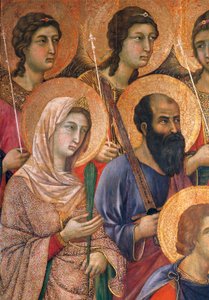 Duccio-alttaritaulu Sienan katedraalissa, Duccio di Buoninsegna (noin 1255 - ennen 1319), tempera puulla, 212x425 cm, yksityiskohta tekijältä Duccio di Buoninsegna