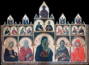 Pyhä Neitsyt Kristuksen lapsen ja pyhien kanssa, c1278-1318 tekijältä Duccio di Buoninsegna