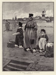 The Ferryssä, tutkimus Volendamissa tekijältä Dudley Hardy