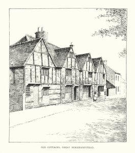 Old Cottages, Great Berkhampstead (litografia) tekijältä Duncan Moul