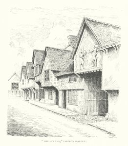 "The Sun Inn," Saffron Walden (litografia) tekijältä Duncan Moul