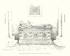 Matilda Fitzwalterin hauta, Little Dunmow (litografia) tekijältä Duncan Moul