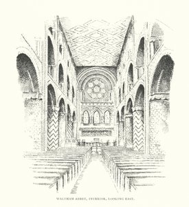 Waltham Abbey, sisätilat, itään päin (litografia) tekijältä Duncan Moul