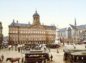 Amsterdamin kuninkaallinen palatsi Dam-aukiolta, 1890-1900