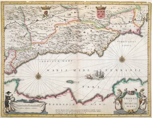 1600-luvun kartta Granadan ja Murcian alueista Espanjassa tekijältä Dutch School