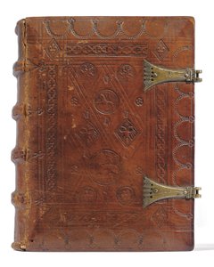 Tuntikirja ja rukouskirja hollanniksi, Ala-Rheinland, Emmerich, Cleves, n. 1480 (muste ja pigmentti vellum-paperilla, sidottu vasikannahkaan metallihakasilla varustettujen lautojen päälle) tekijältä Dutch School