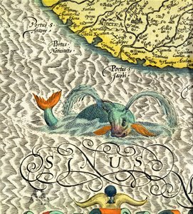 C.3.c.8 Merihirviö, yksityiskohta Mercatorin Atlas...:n sivuilta 369-70 tekijältä Dutch School