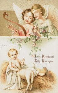 Hollantilainen joulukortti (värilitografia) tekijältä Dutch School