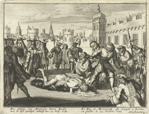 Monmouthin herttuan teloitus, 15. heinäkuuta 1685 etsaus. tekijältä Dutch School
