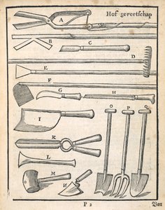 Puutarhatyökalut, Johann van der Groenin hollantilainen puutarhuri, julkaistu 1699 tekijältä Dutch School