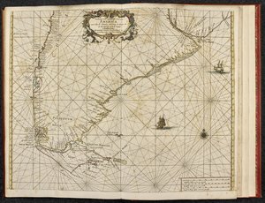 Kartta Cape Hornista, Tierra del Fuego, teoksesta "Sea Atlas tai Vesimaailma, joka näyttää kaikki meren rannikot maan tunnetuista osista yleiskuvauksella samasta..." Hendrik Doncker, n. 1660 ( kaiverrus) tekijältä Dutch School