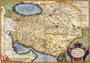 Persian kartta Theatrum Orbis Terrarum -pubista. kirjoittanut Abraham Ortelius (1527-98) Antwerpen, noin 1590