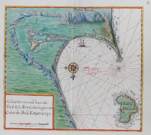 Mapa del Cap de Bona Esperança. Table Bay, Sud-àfrica.finlandès