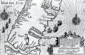 Magellanin salmen kartta, Oliver van Noortsin levy kuvaus matkastaan, 1602