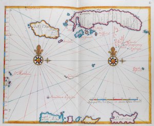 Kartta, jossa Bouro ja Ceram (Seram), Indonesia. tekijältä Dutch School
