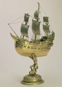 Model Warship, Amsterdam, 1595-96 (kullattua hopeaa) tekijältä Dutch School