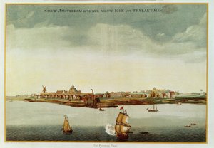 New Amsterdam, n. 1650-53 (The Prototype View) käytetty Stokes Iconography, vol.1, 1915, etukappaleessa (väripainatus) tekijältä Dutch School