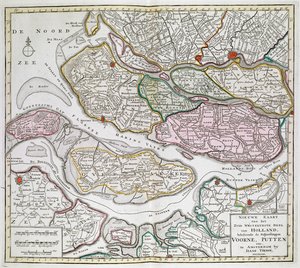 Uusi kartta Hollannin lounaisosasta, mukaan lukien Voornen, Puttenin jne. ulosottomiehet. [Kolmekymmentäkuusi Alankomaiden karttaa]Isaak Tirion Vuosina 1739–1757. tekijältä Dutch School