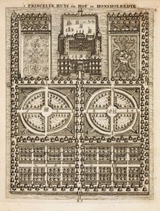 Honsholredykin palatsi, Johann van der Groenin hollantilainen puutarhuri, julkaistu 1699 tekijältä Dutch School